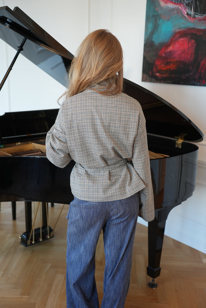 Alessia funnel neck jacket - Checkered