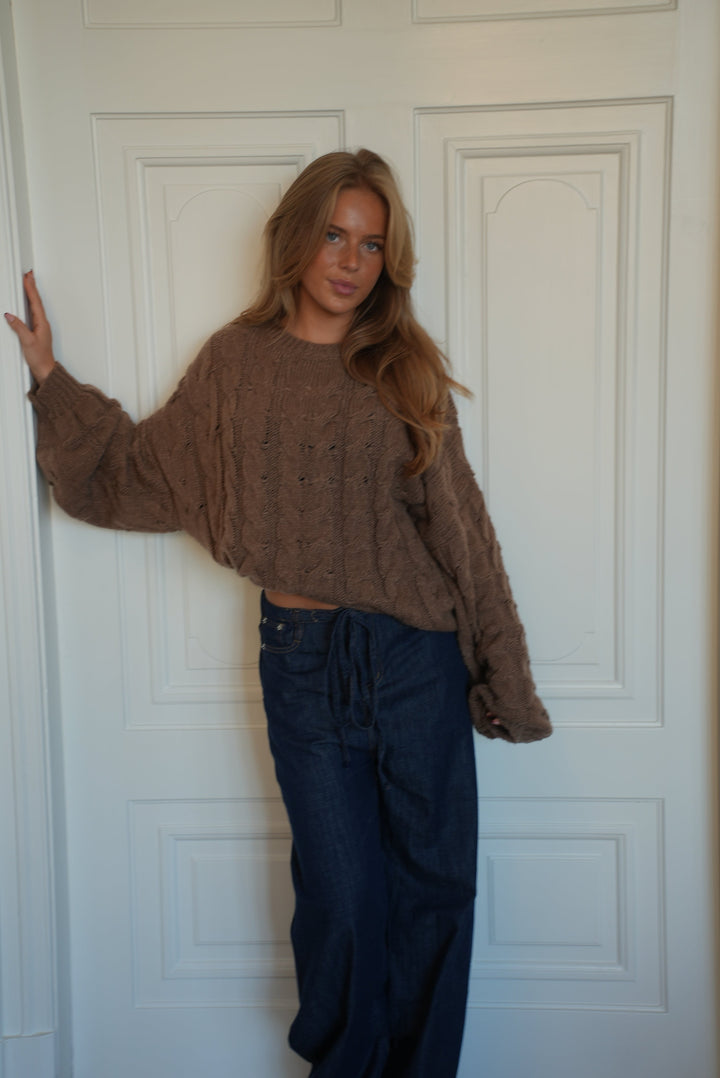 Anora chunky knit sweater - Brown