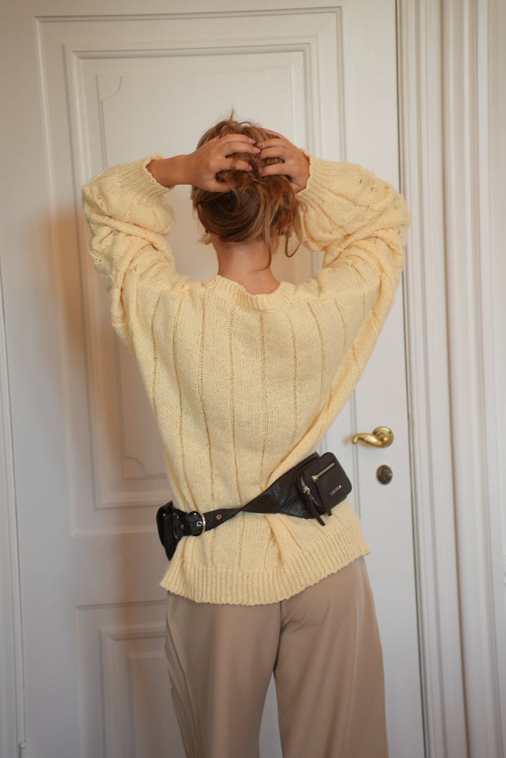 Anora chunky knit sweater - Light yellow