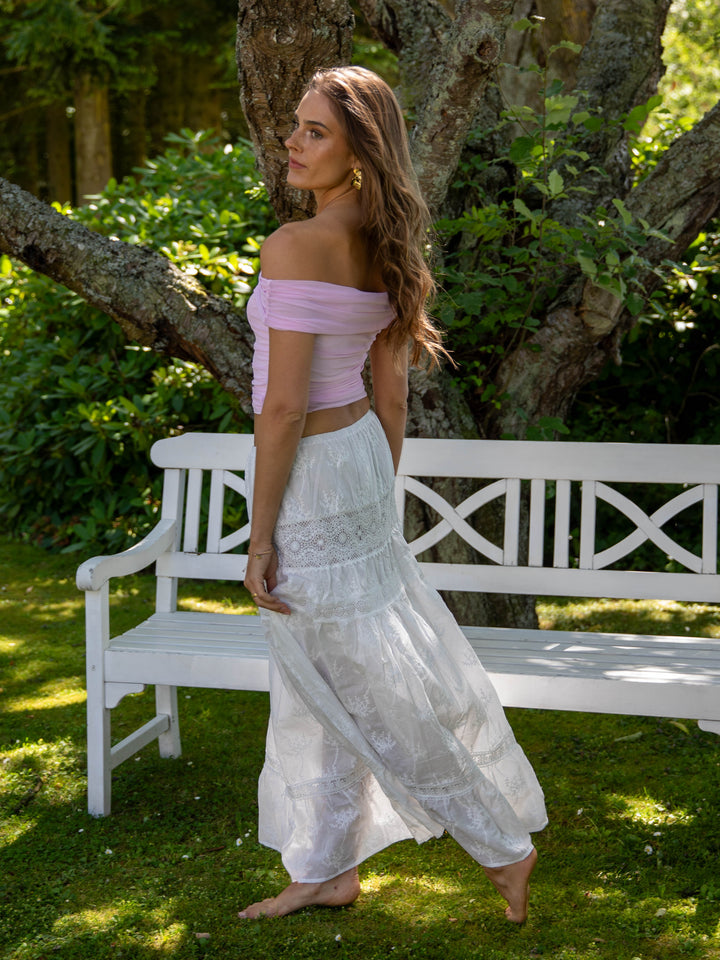 Kaya lace maxi skirt - White