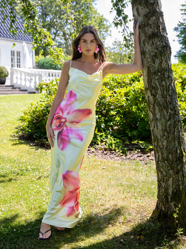 Lila maxi flora dress - Light yellow