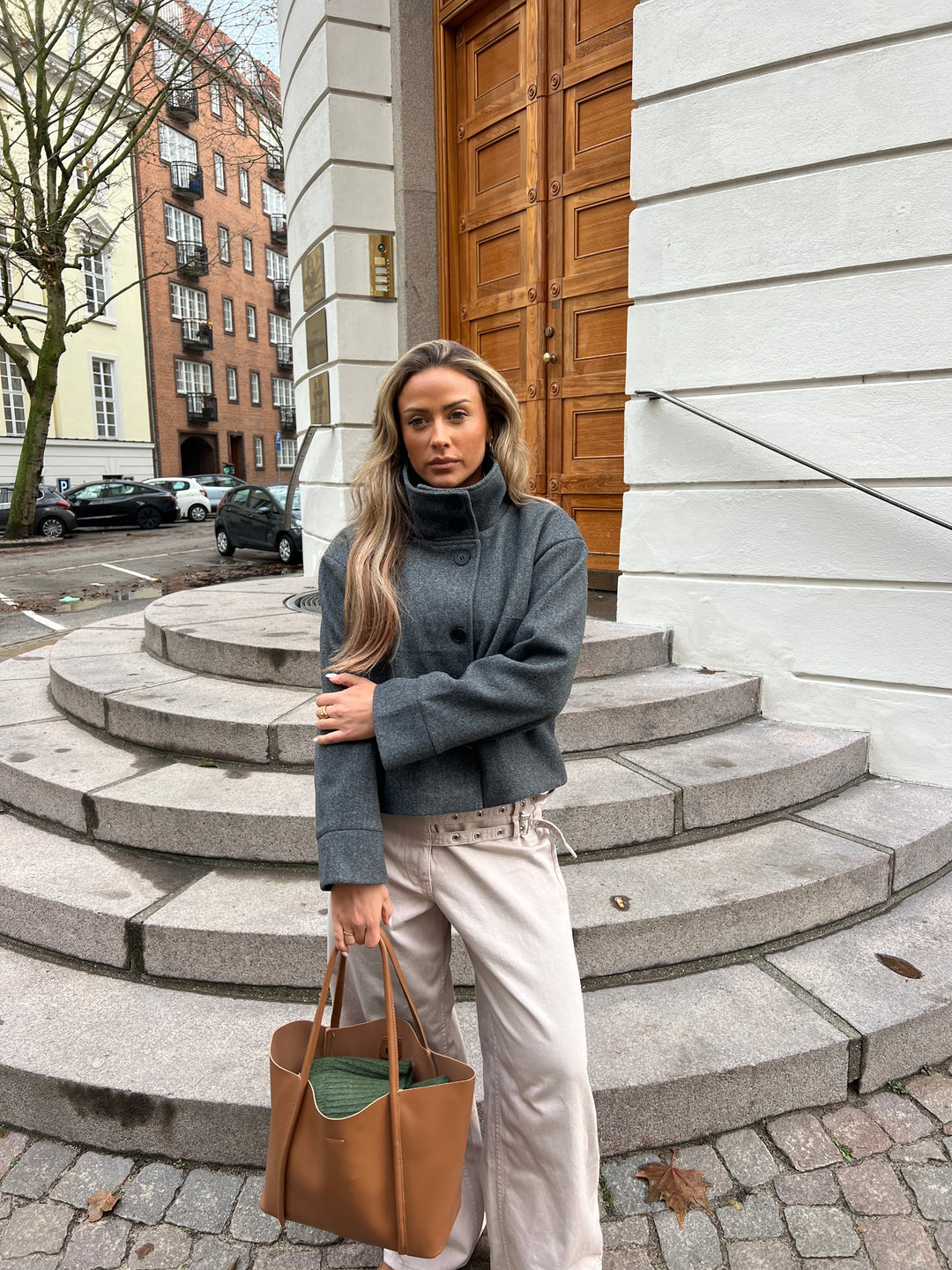 Clea High Neck Jacket - Dark grey