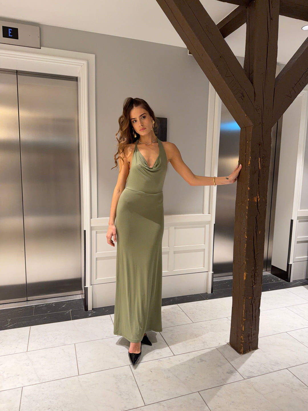 Gela open-back maxi dress - Sage