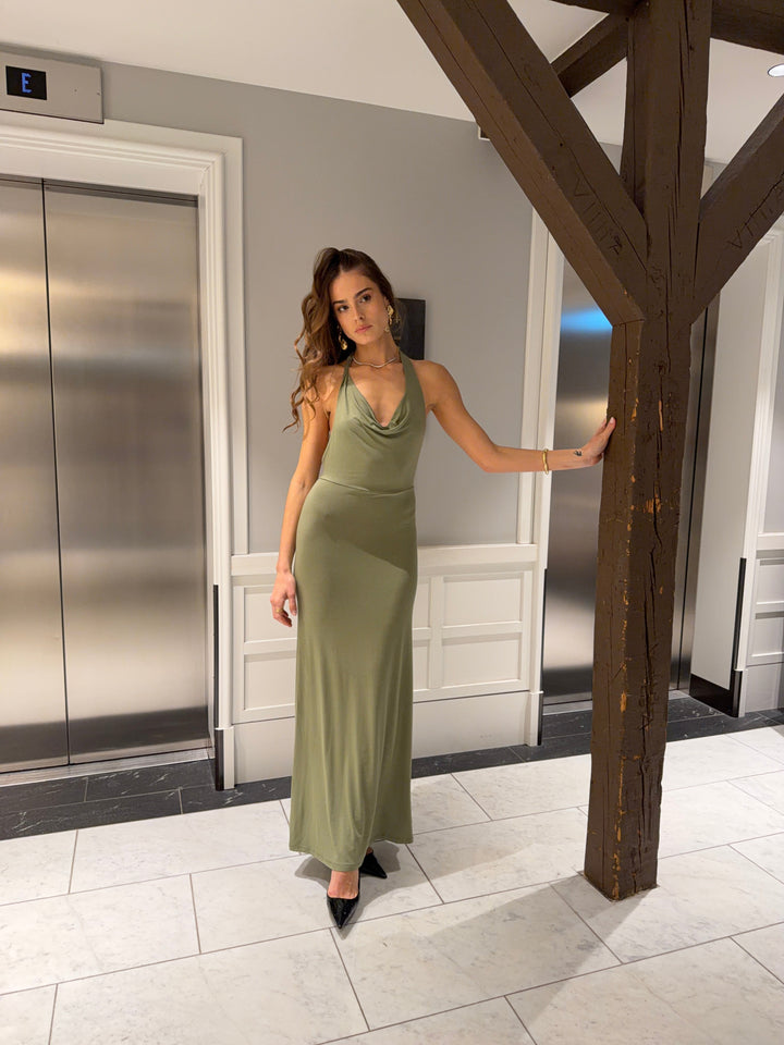 Gela open-back maxi dress - Sage