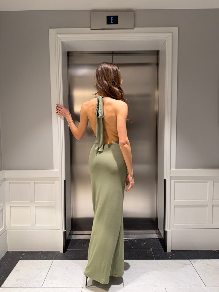 Gela open-back maxi dress - Sage