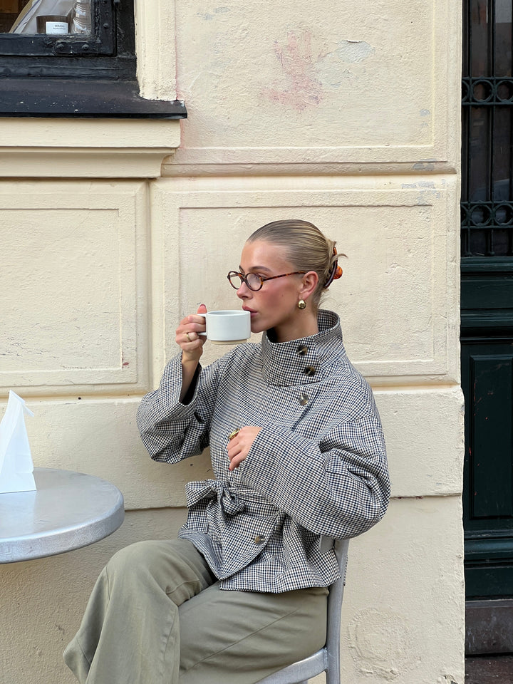 Alessia funnel neck jacket - Checkered