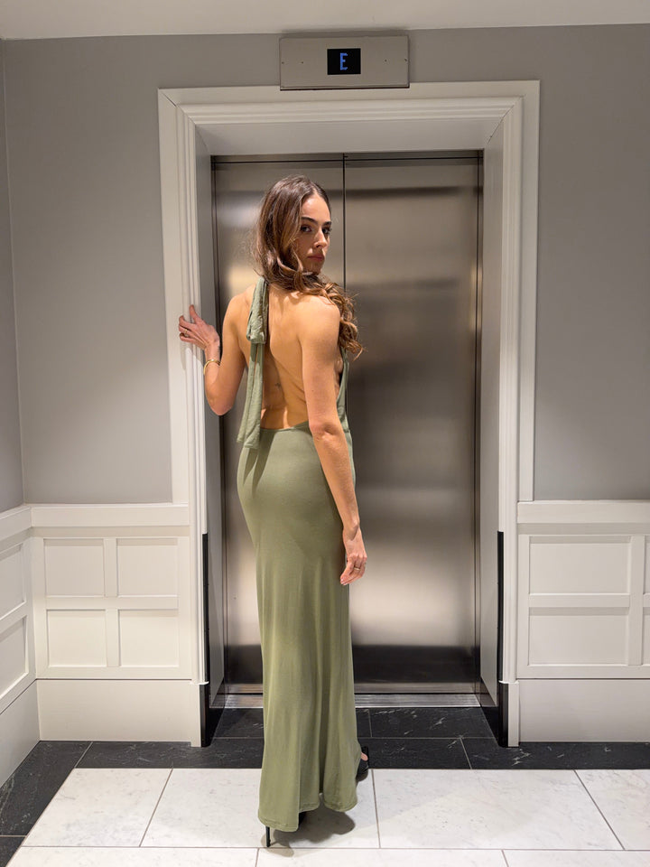 Gela open-back maxi dress - Sage