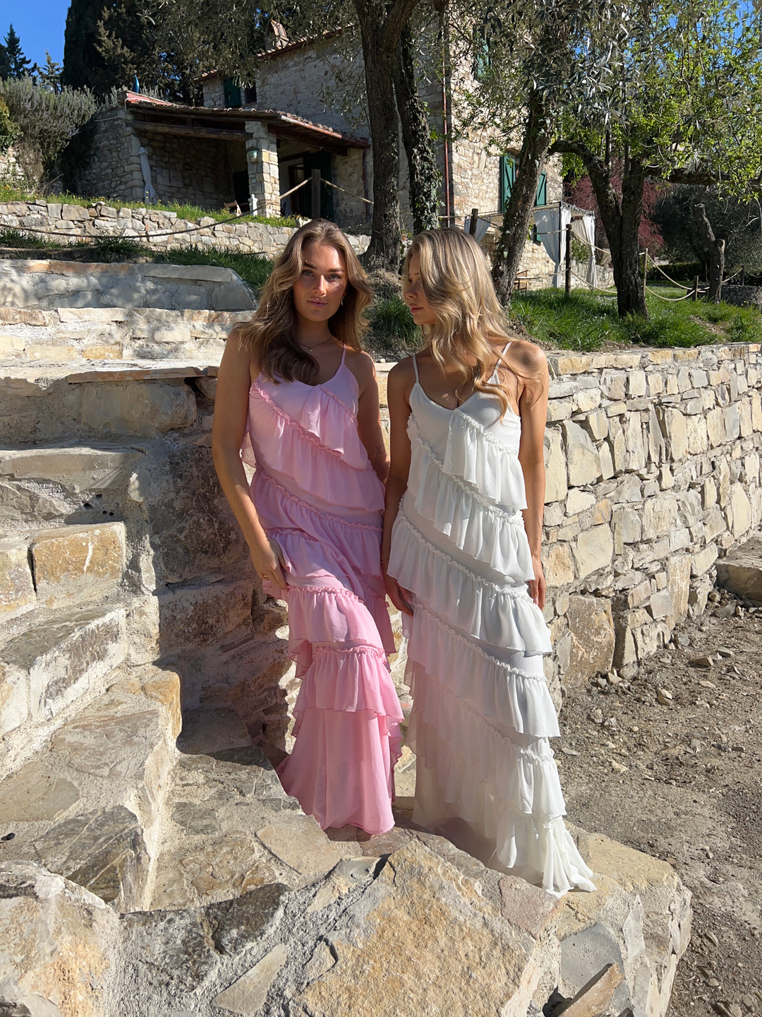 Rie maxi ruffle dress - Light pink