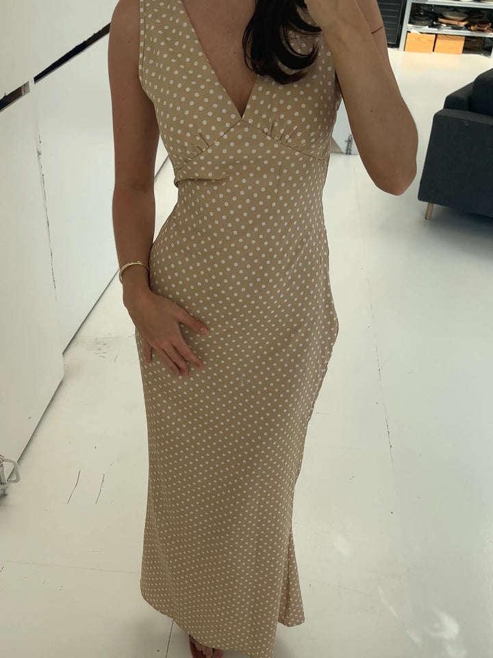 Vida polka dot dress - Beige