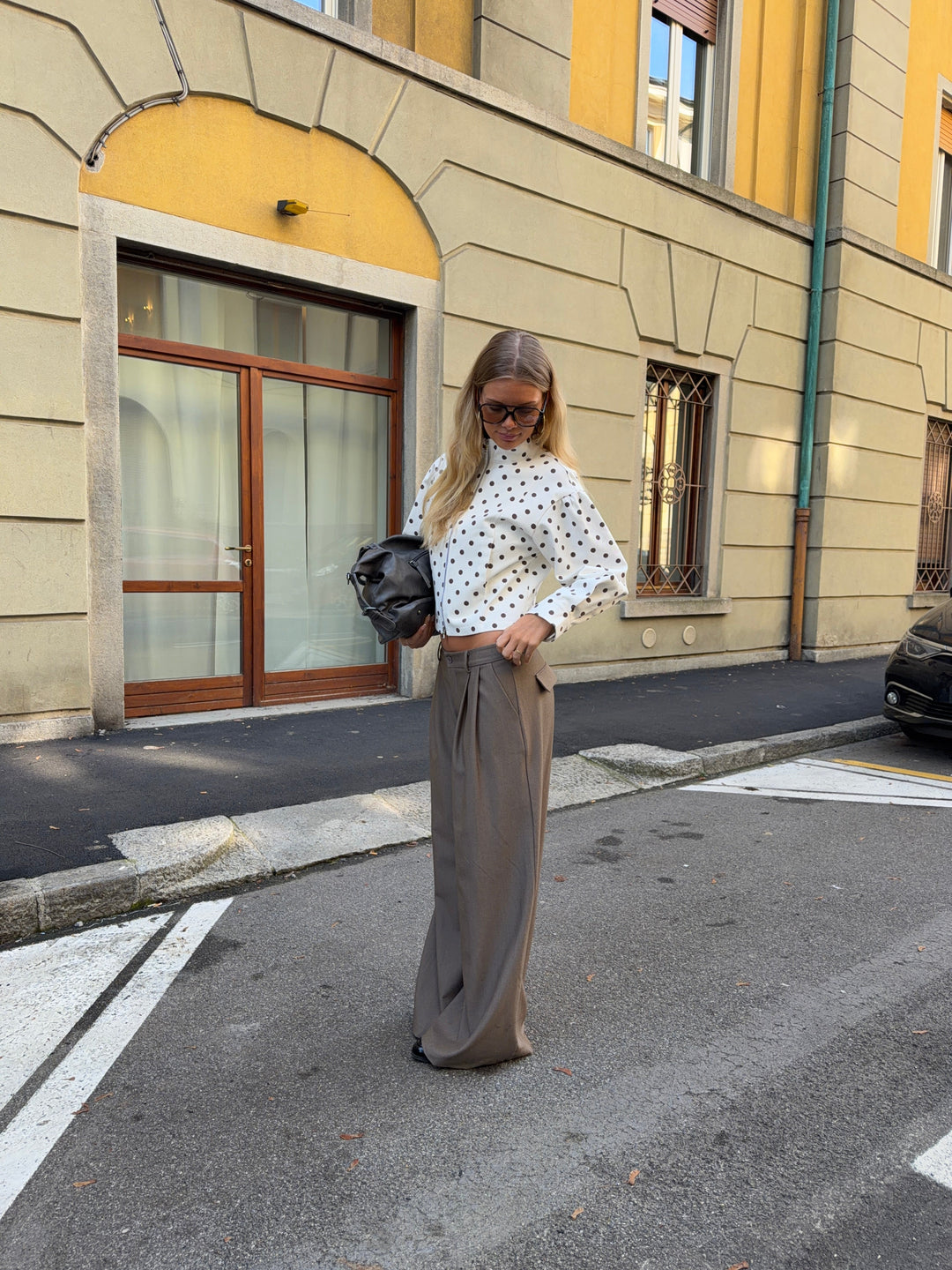 Holly loose suit pants - Brown melange