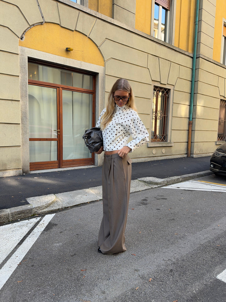 Holly loose suit pants - Brown melange