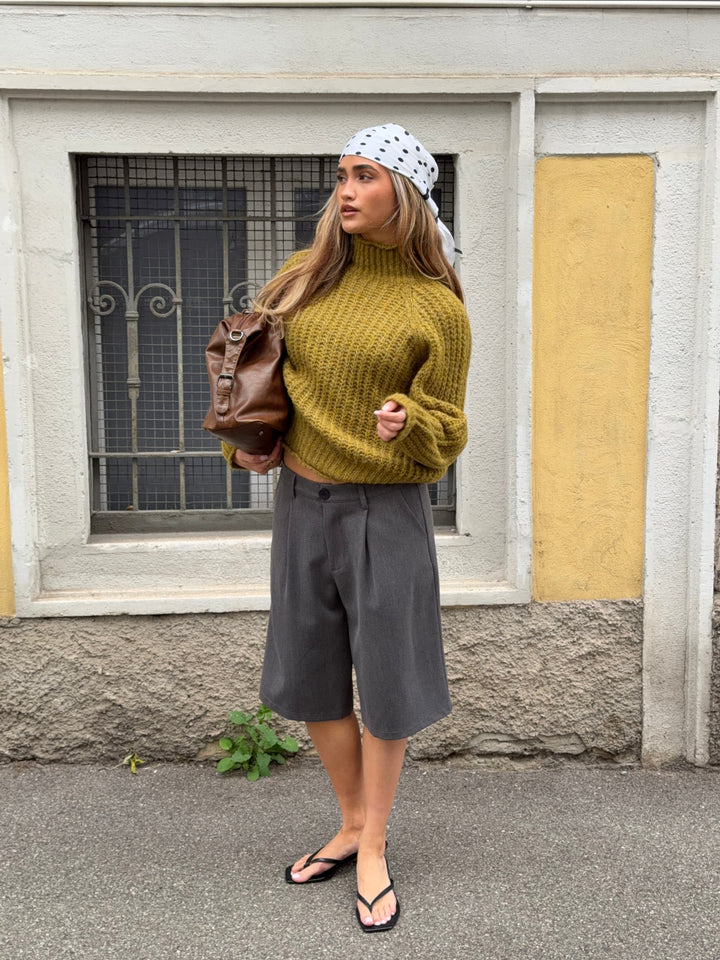 Carla chunky high-neck sweater - Olive green