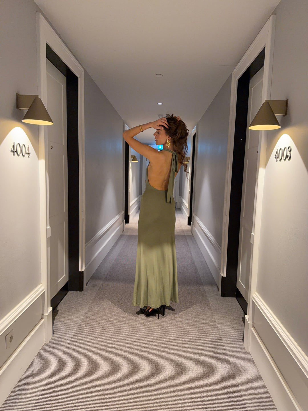 Gela open-back maxi dress - Sage