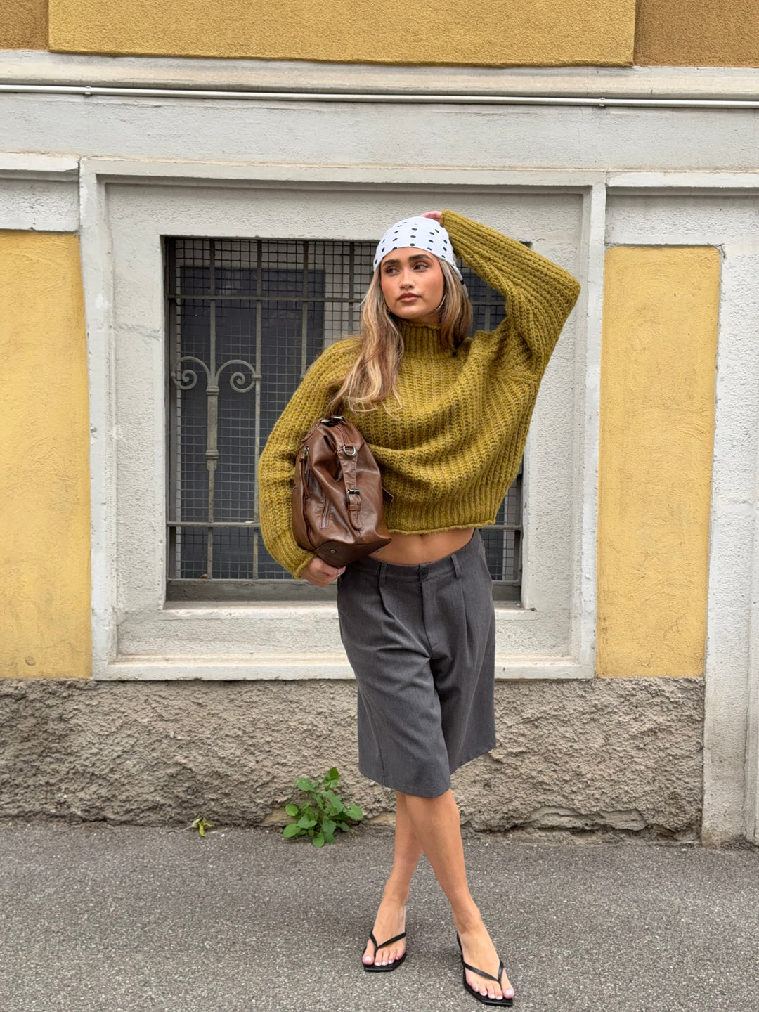 Carla chunky high-neck sweater - Olive green