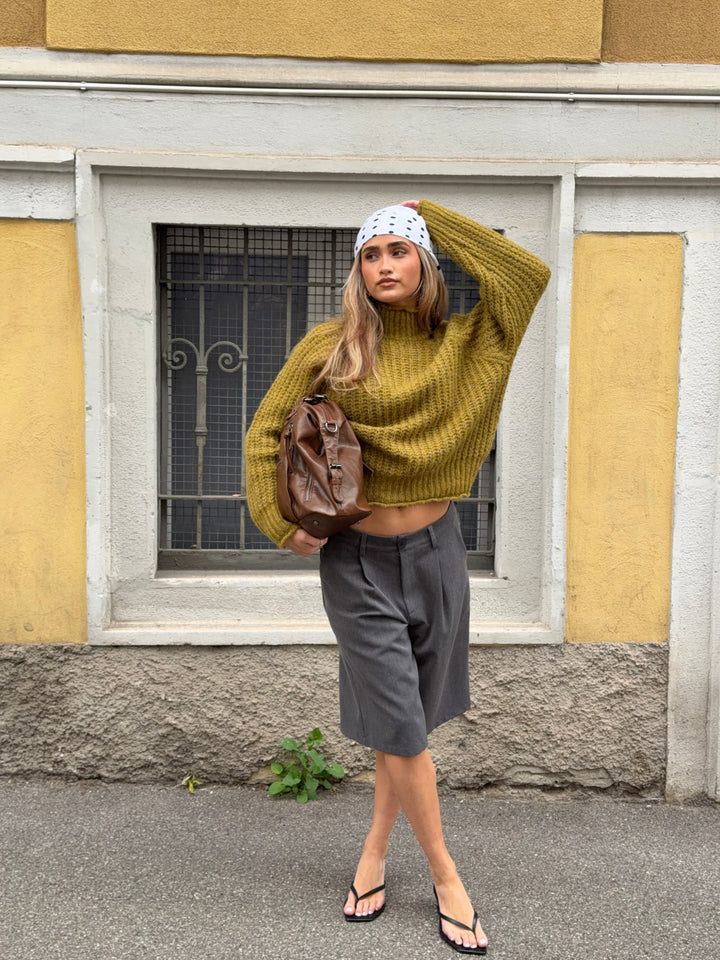 Carla chunky high-neck sweater - Olive green