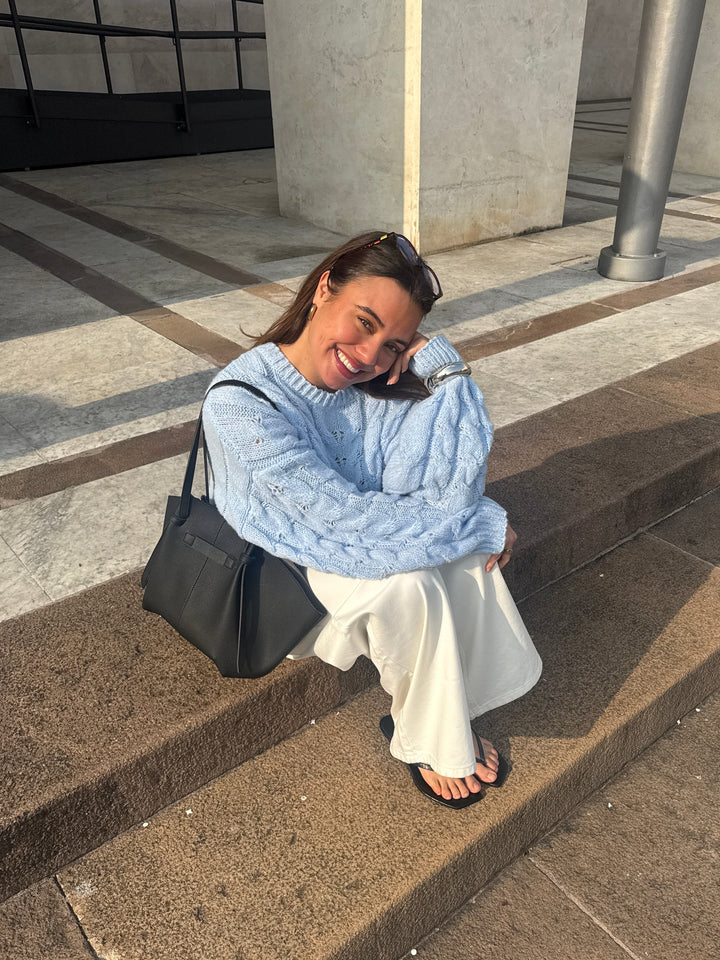 Anora chunky knit sweater - Light blue