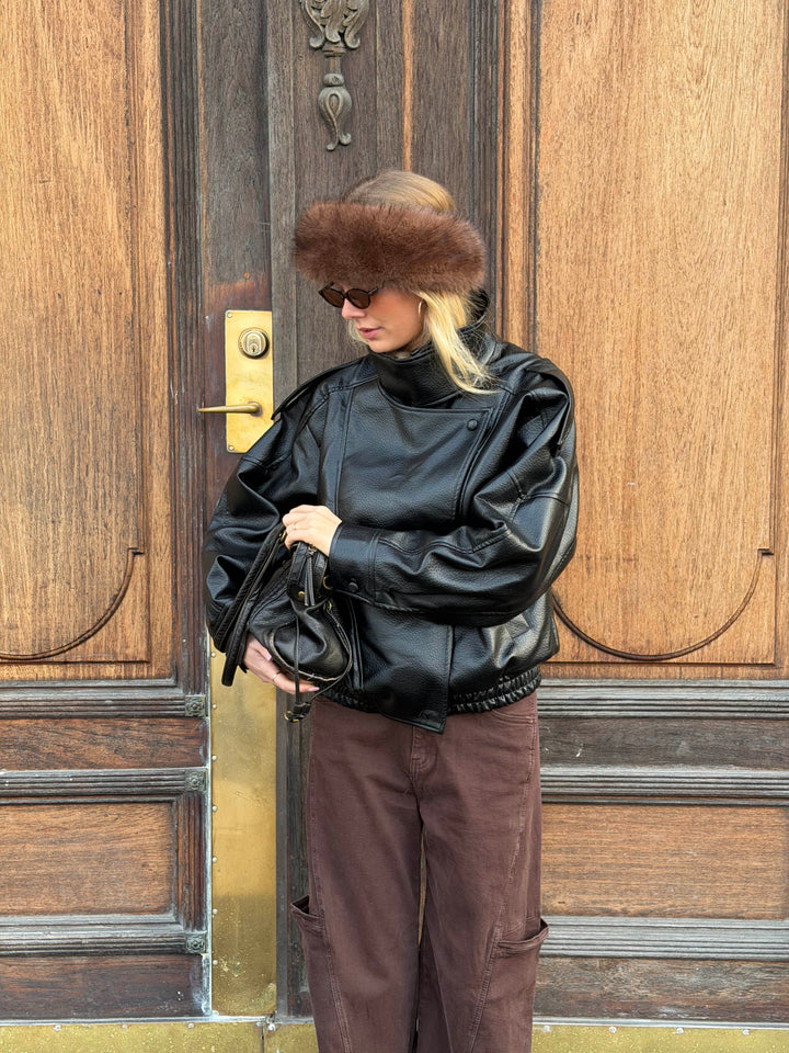 Linea Pu High Neck Jacket - Black