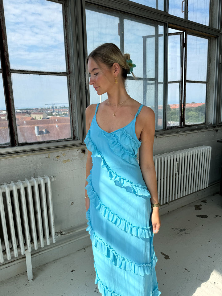 Rie Maxi-Rüschkleid - Blau