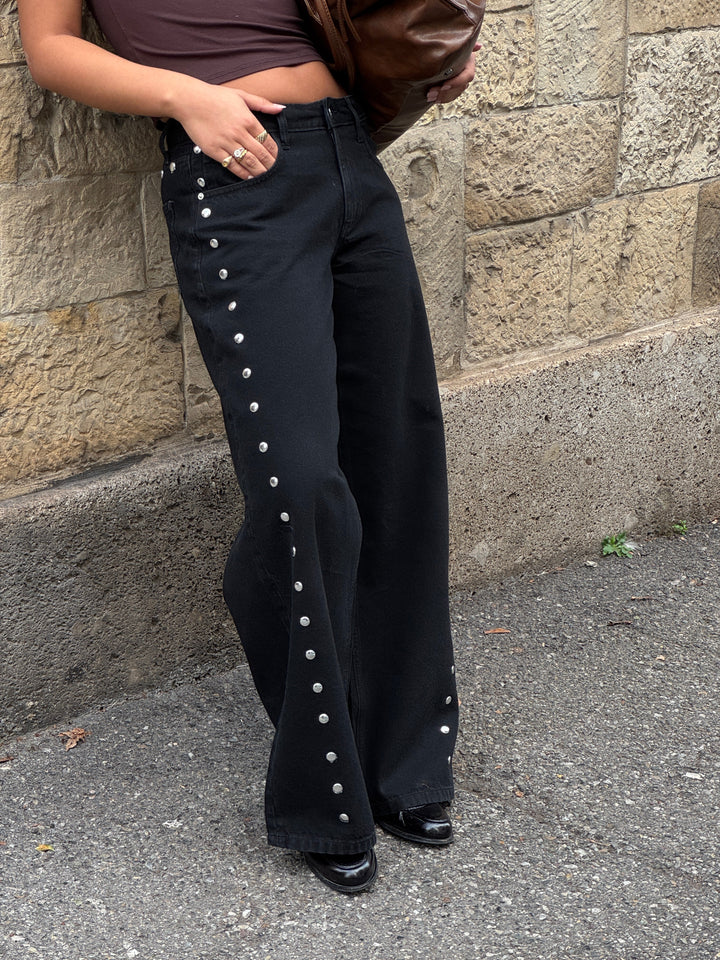 Gyda studded loose jeans - Black