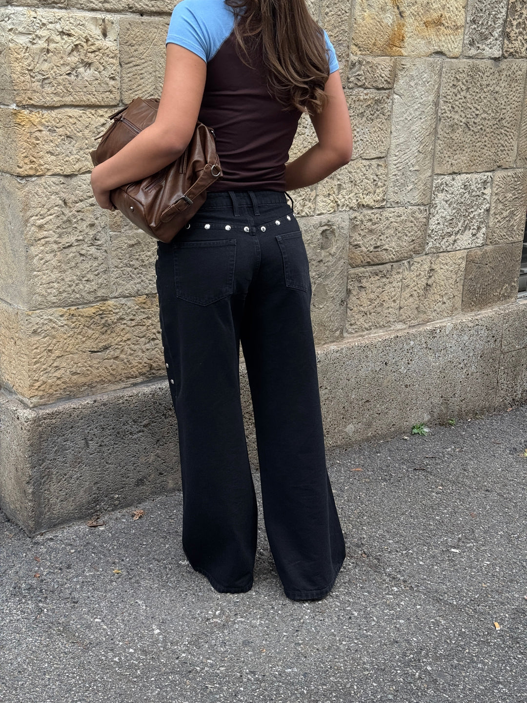 Gyda studded loose jeans - Black