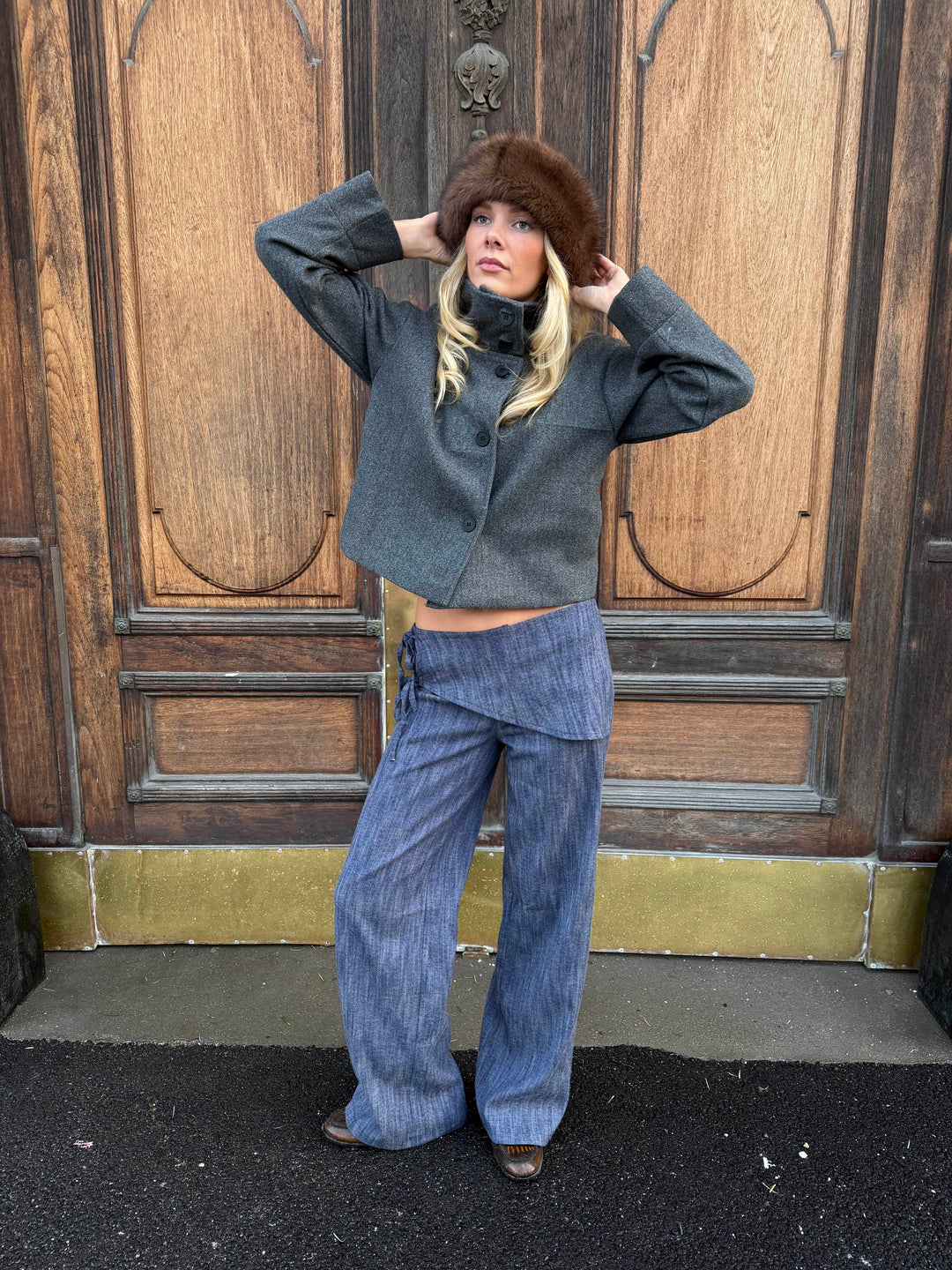 Clea High Neck Jacket - Dark grey