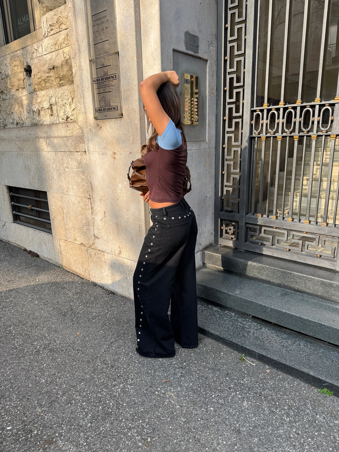 Gyda studded loose jeans - Black