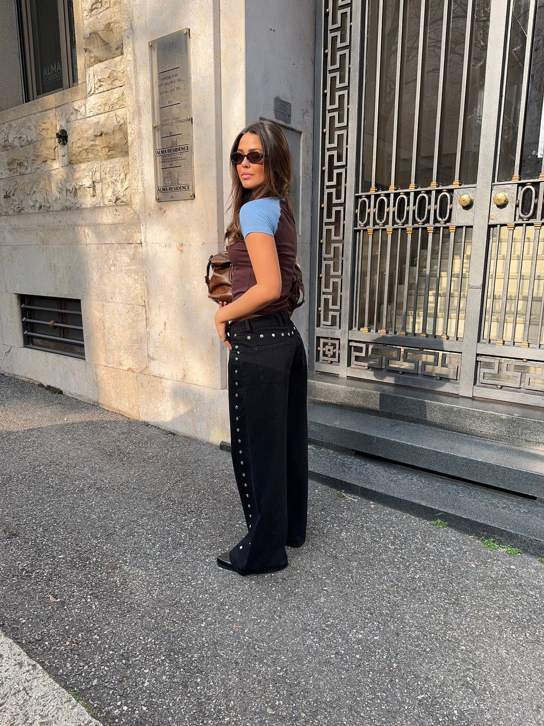 Gyda studded loose jeans - Black