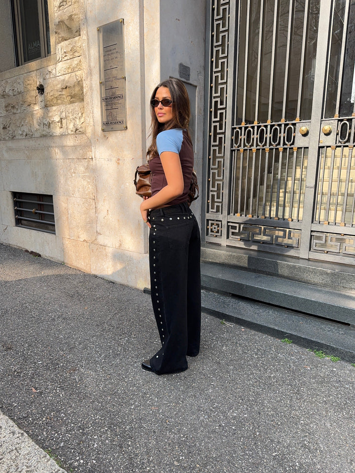 Gyda studded loose jeans - Black