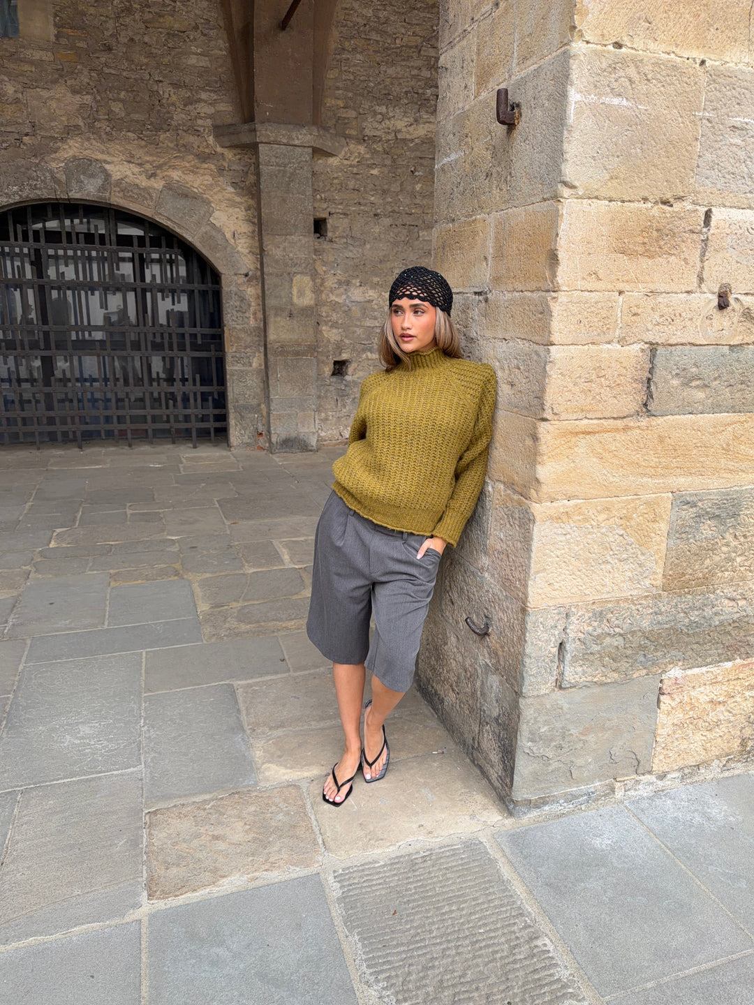 Carla chunky high-neck sweater - Olive green