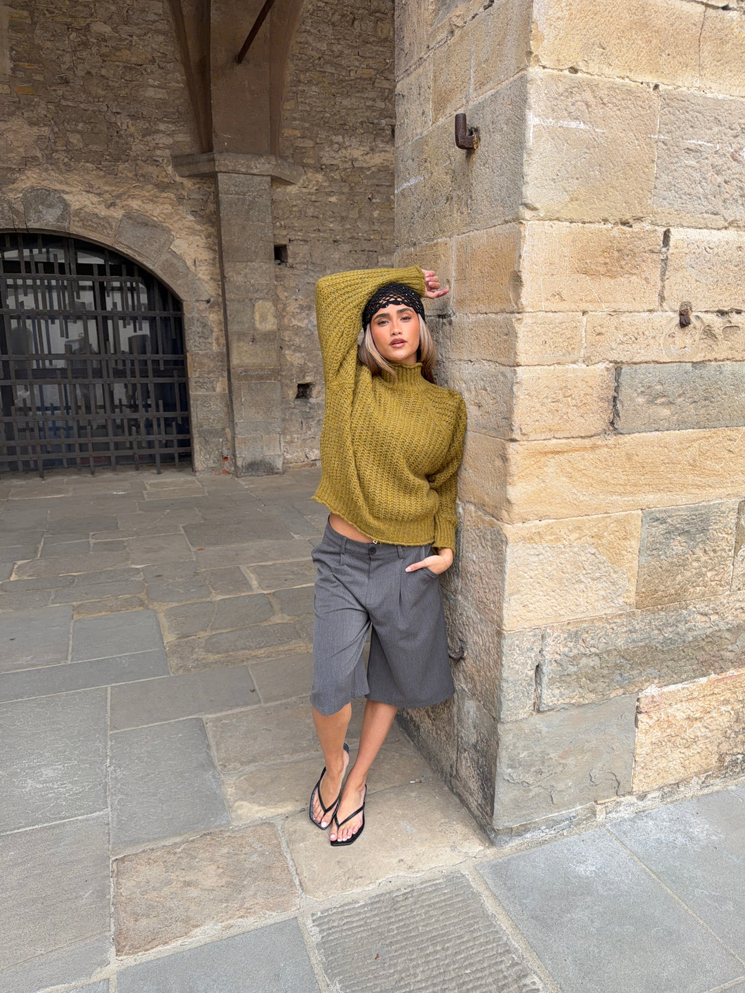 Carla chunky high-neck sweater - Olive green