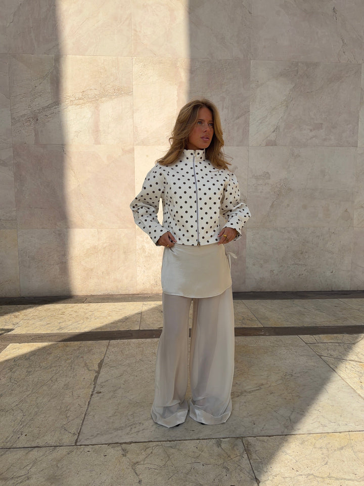 Gaia tie-detail mesh pants - Off white