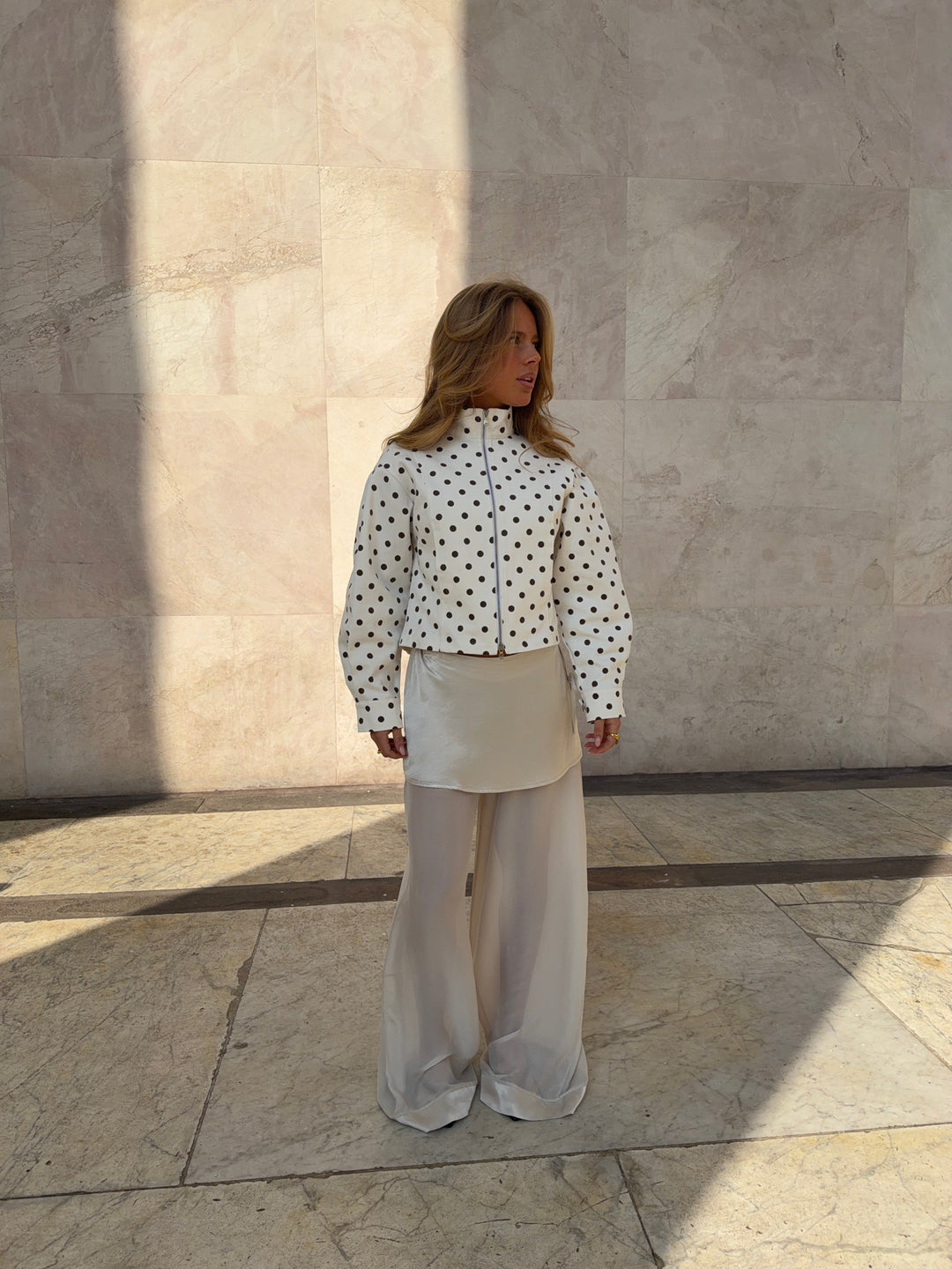 Gaia tie-detail mesh pants - Off white