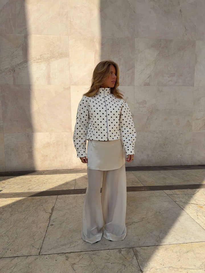 Gaia tie-detail mesh pants - Off white