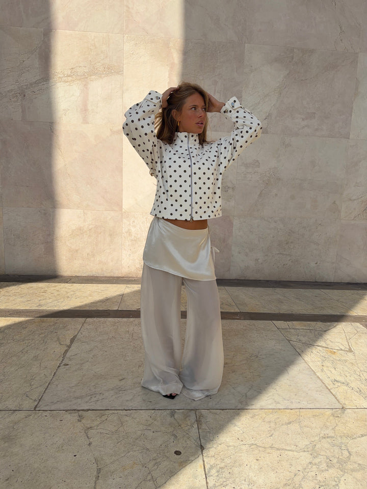 Gaia tie-detail mesh pants - Off white