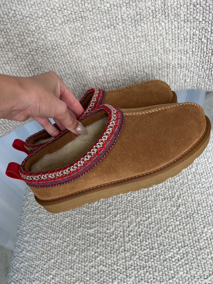 Tora teddy bear shoes - Brown/Red