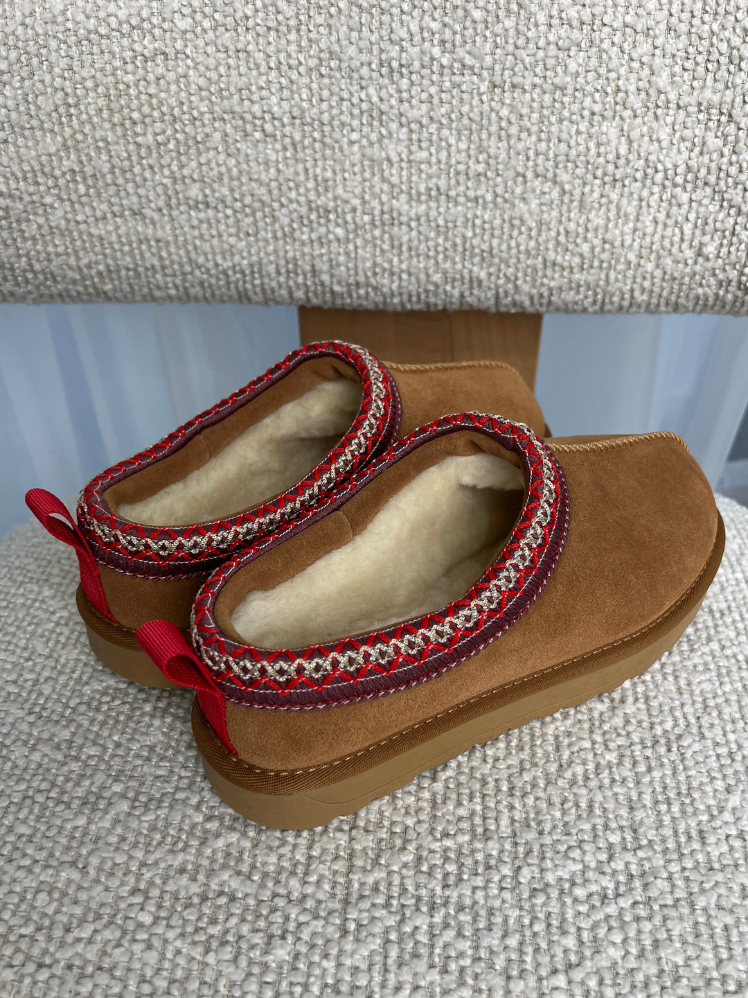 Tora teddy bear shoes - Brown/Red