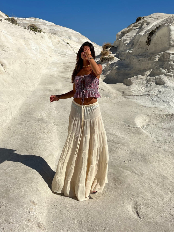 Emilia layer maxi skirt - Light yellow