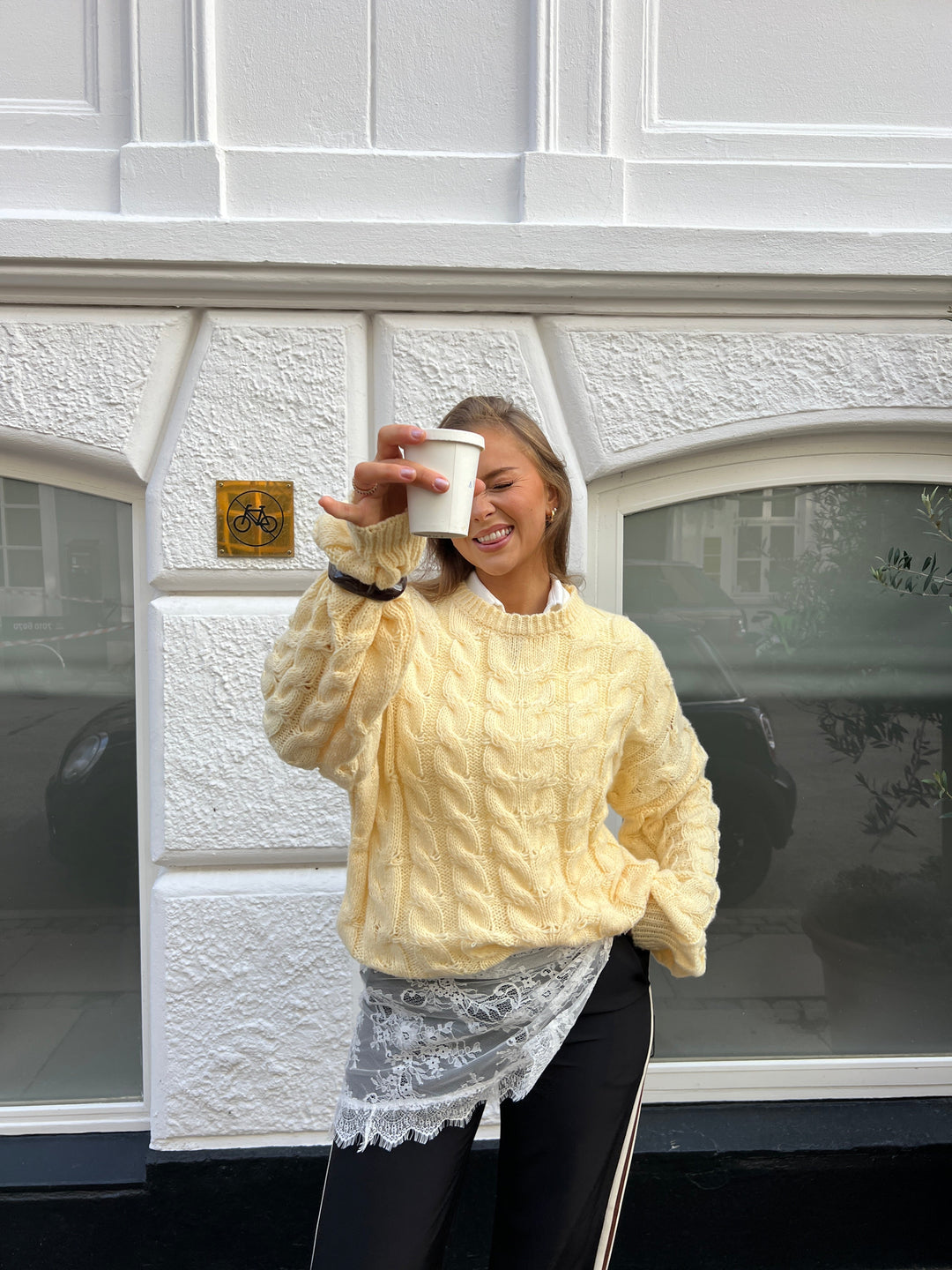 Anora chunky knit sweater - Light yellow