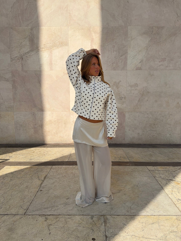 Gaia tie-detail mesh pants - Off white