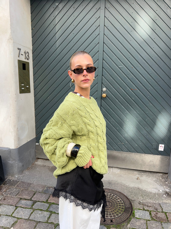 Anora chunky knit sweater - Lime green