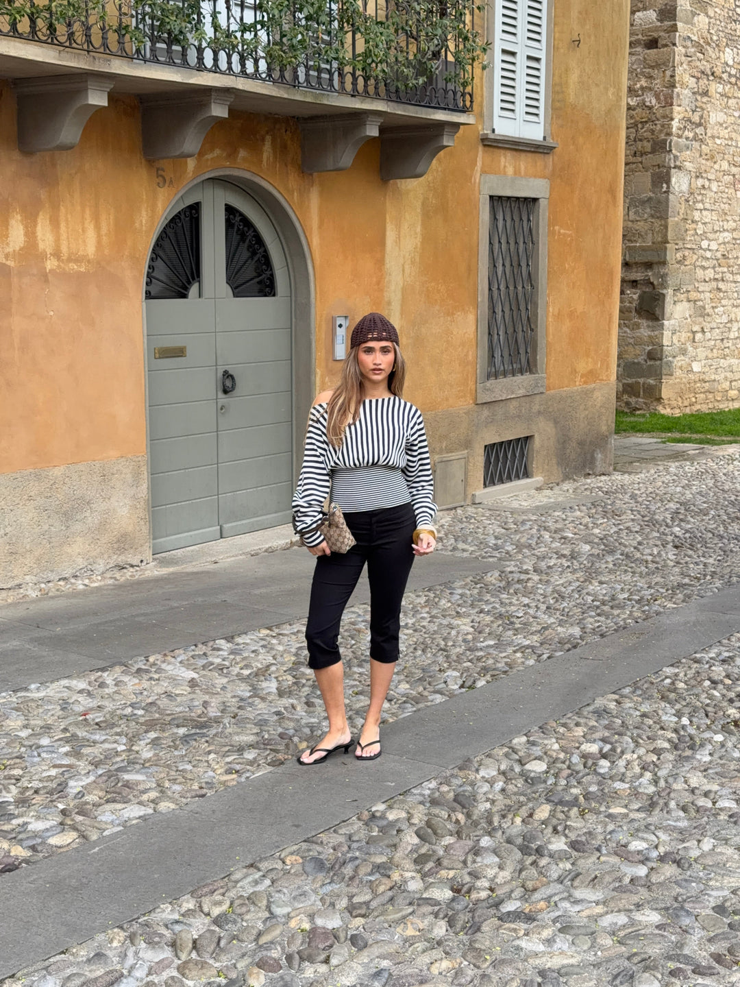 Kamma striped fitted sweater - Navy/white