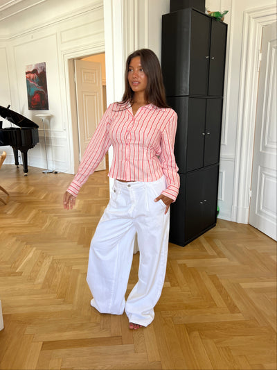 Liora striped linen shirt - Light pink/Pink