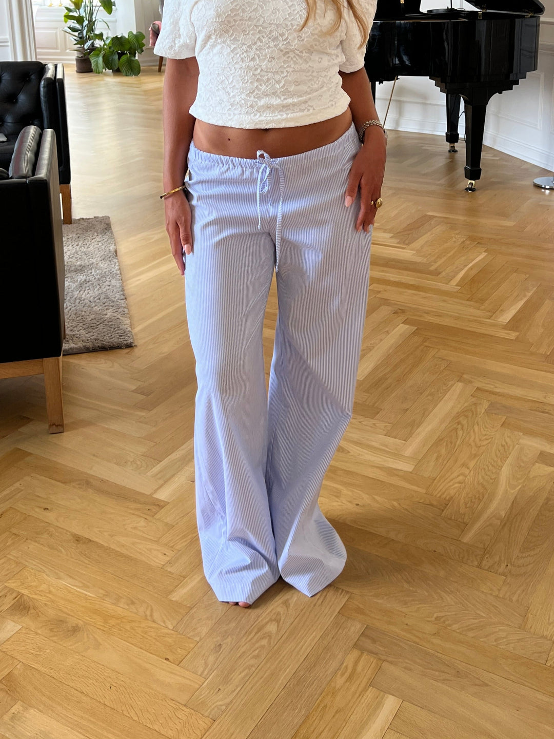 Vita low-waisted striped pants - Blue/White