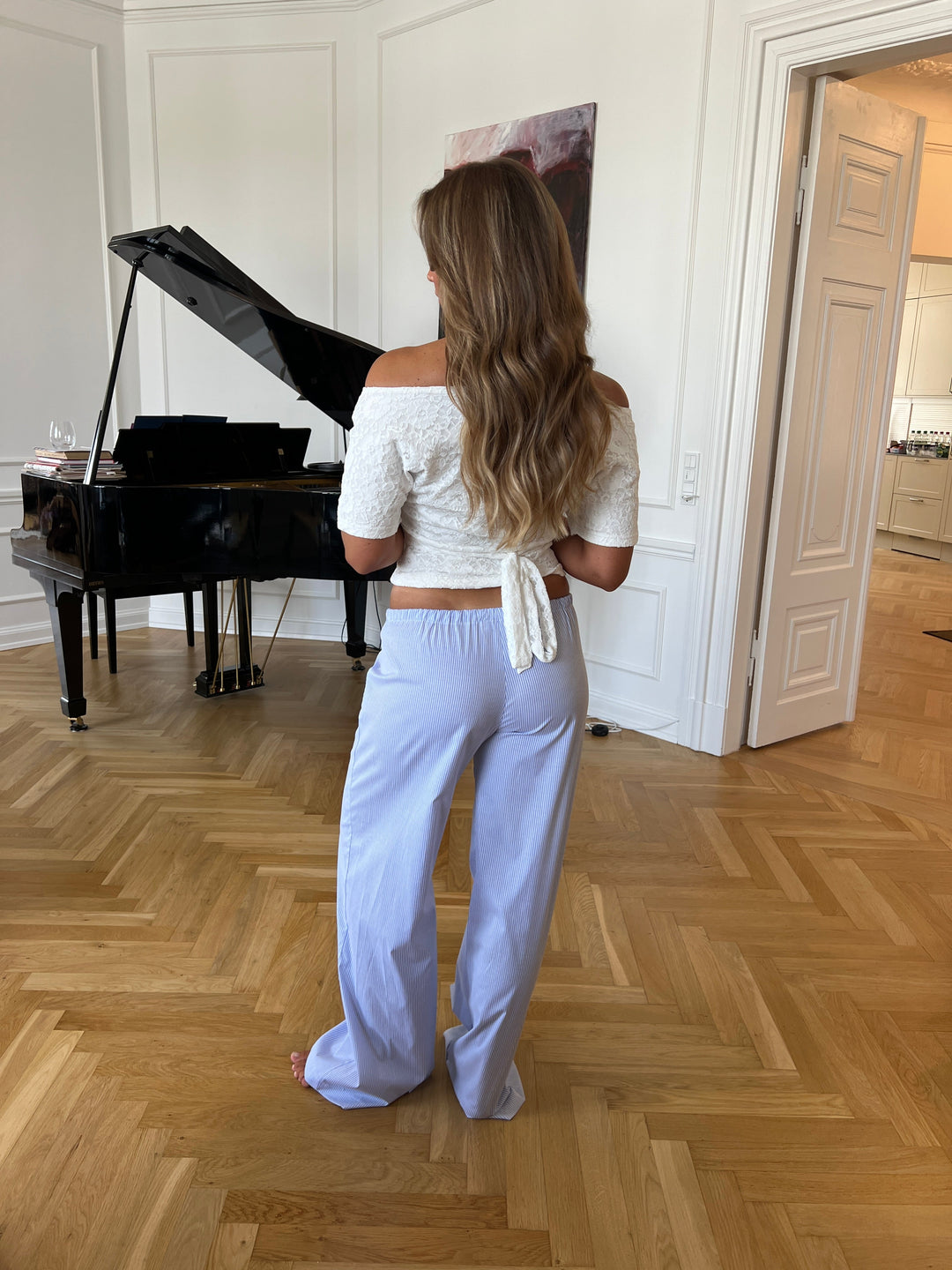 Vita low-waisted striped pants - Blue/White