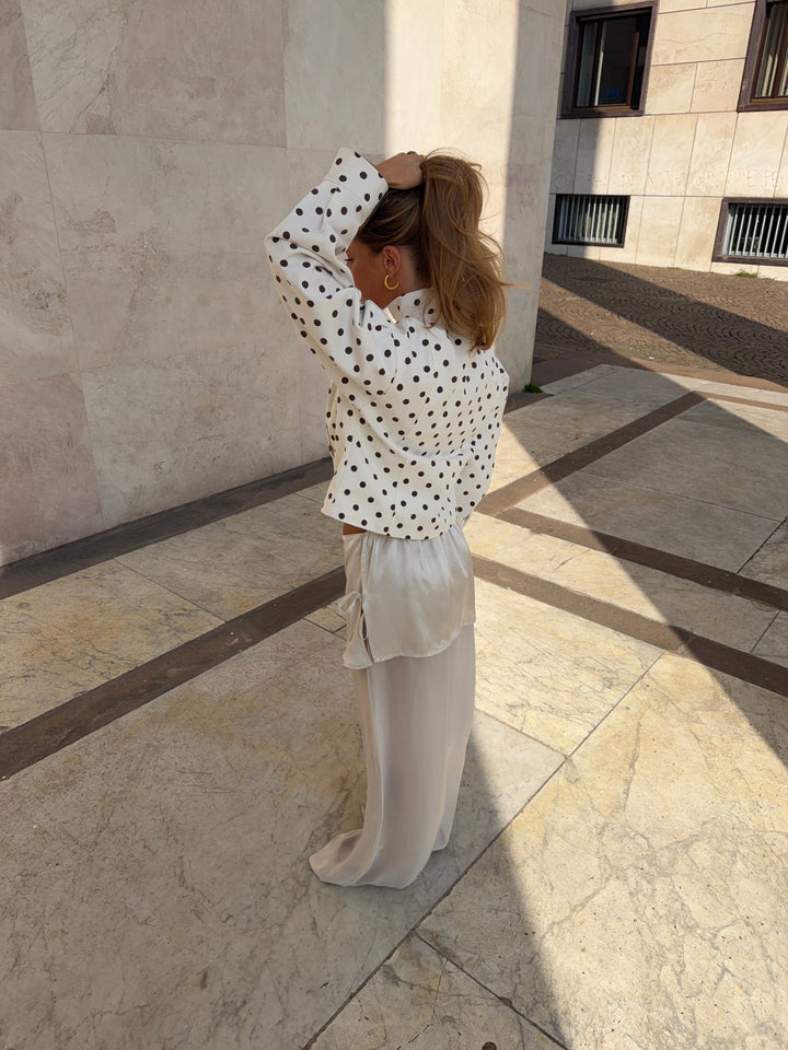 Gaia tie-detail mesh pants - Off white