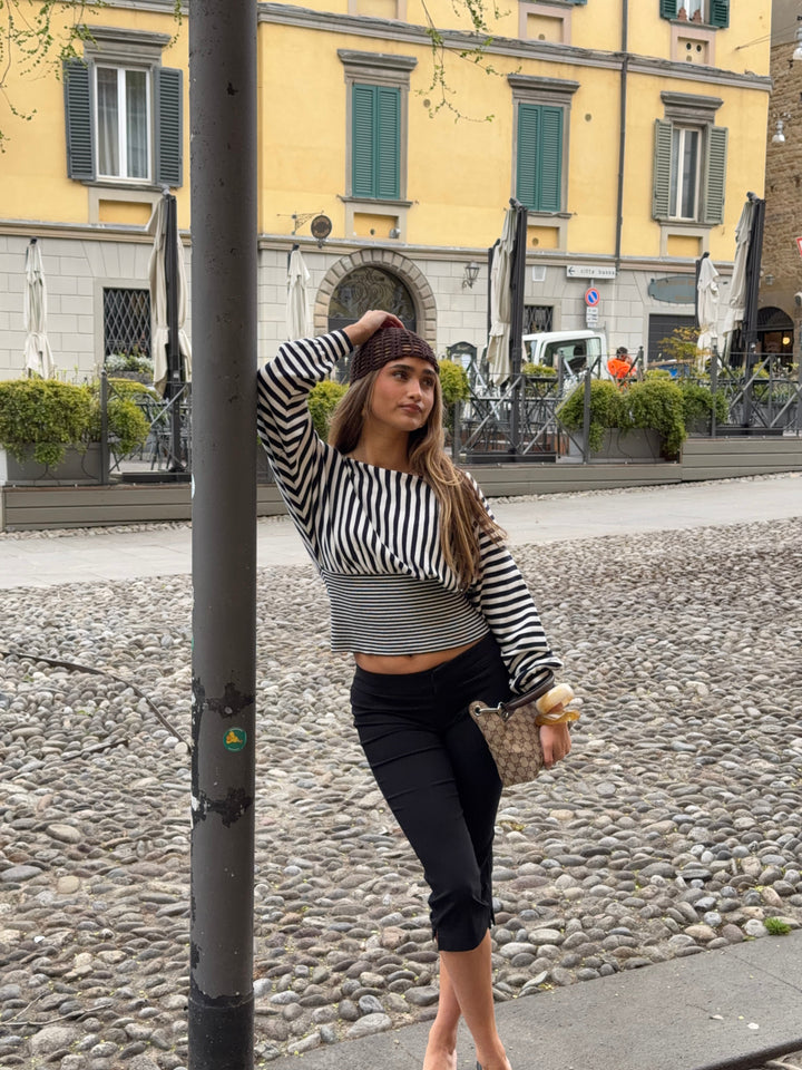 Kamma striped fitted sweater - Navy/white