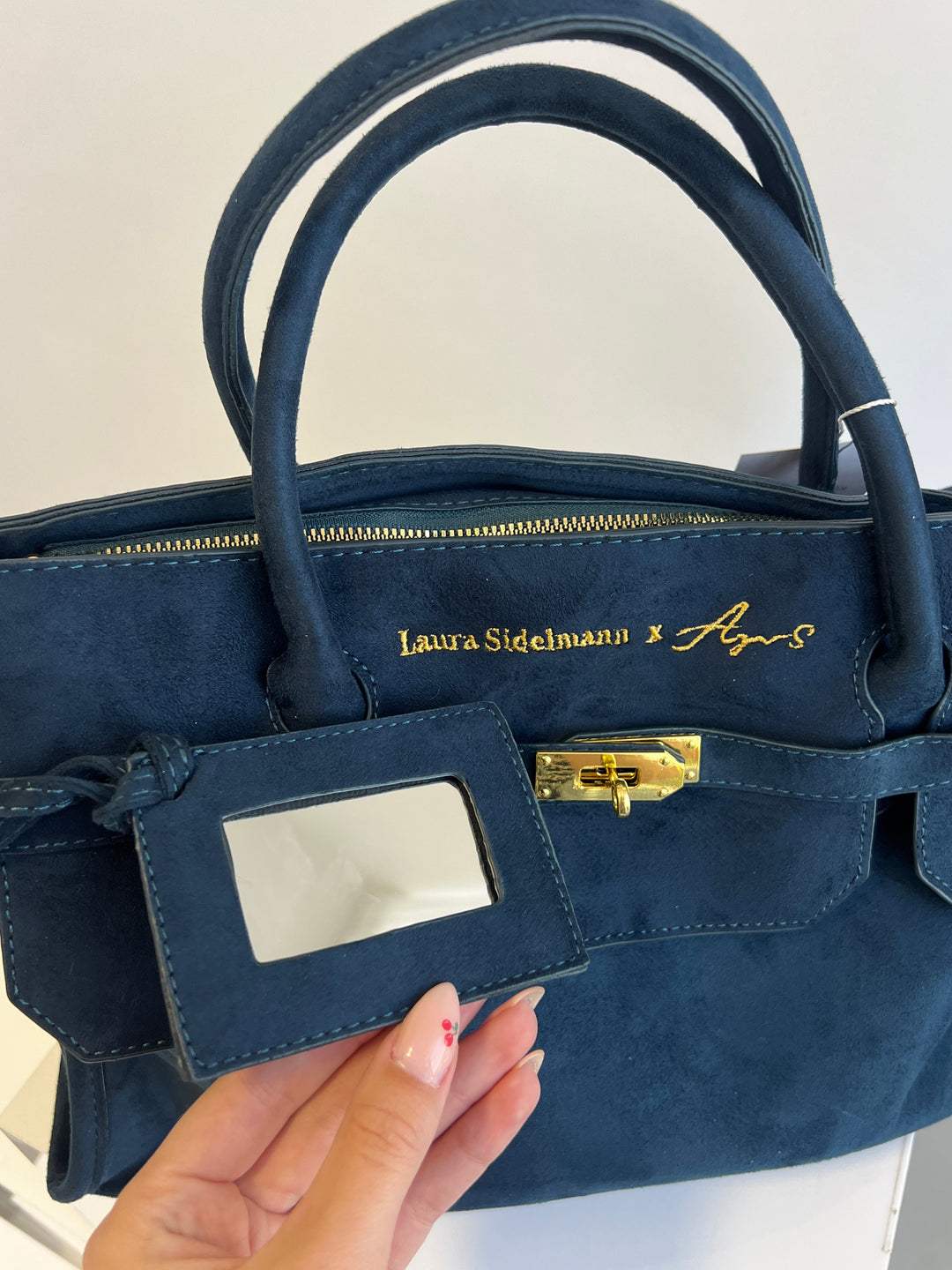 Laura Sidelmann Elina suede bag - Navy