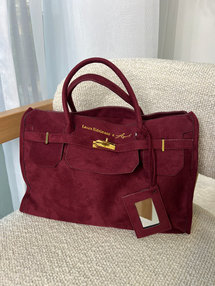 Laura Sidelmann Elina suede bag - Wine red