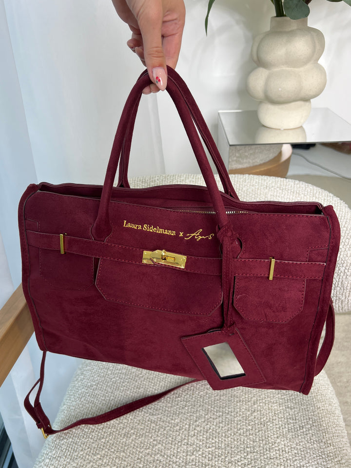 Laura Sidelmann Elina suede bag - Wine red