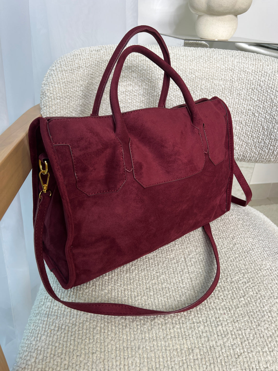 Laura Sidelmann Elina suede bag - Wine red